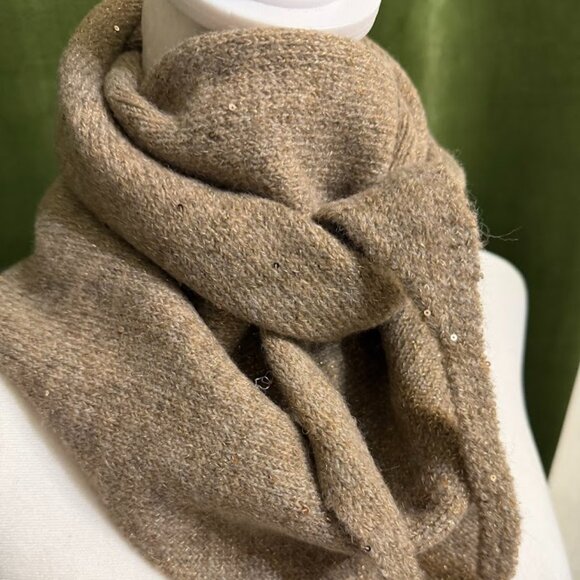Soft Cappuccino Sparkly Knit Shawl Wrap Scarf - Picture 5 of 5